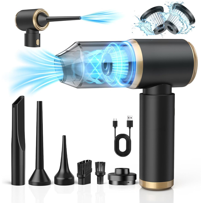 Акумуляторний ручний пилосос для авто та дому 4 в 1, потужність 15000Па, безмішковий з мийним HEPA-фільтром, модель B3