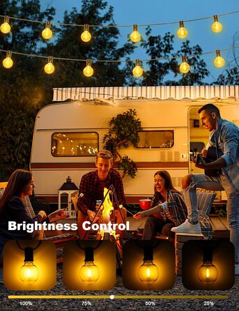 LED гірлянда для вулиці, 20.7м, з таймером, 30+1 лампочки G40, диммування, IP44, для декору саду, балкону, дому