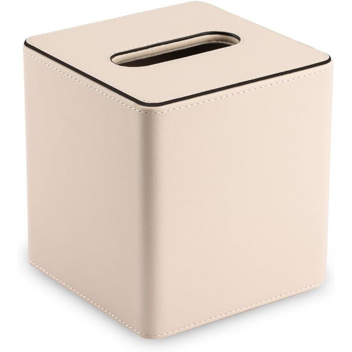 Скріпка для серветок з PU шкіри KingFOM, бежева, квадратна - для офісу, авто, дому