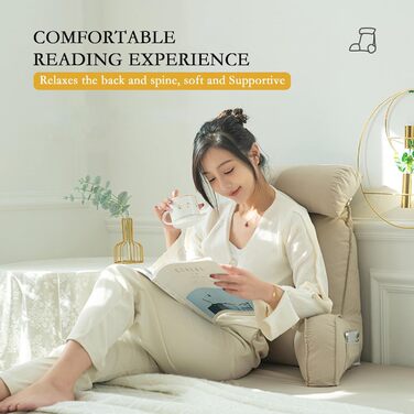 Підголовник для ліжка з підлокітниками, великий крісло-мішок для читання, 75x40x58 см