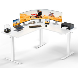 Електричний кутовий стіл ErGear 160 x 140 см, білий, з регулюванням висоти, 4 пам'яті