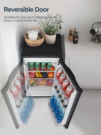 Компактний холодильник FOHERE на 90л з морозильною камерою, відділенням для овочів та 7 рівнями регулювання температури, чорний