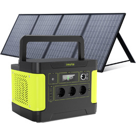 Портативна електростанція imuto 1531Wh з чистою синусоїдою, 1200W (пік 2200W), 11 портів для резервного живлення дому, RV, кемпінгу та CPAP (T1200G+P100*1(Сонячна панель))