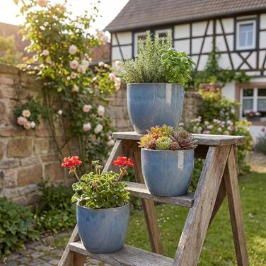 Керамічний горщик Teramico Premium – ручної роботи, морозостійкий, для квітів, 21x18 см, сірий (Октябрь)