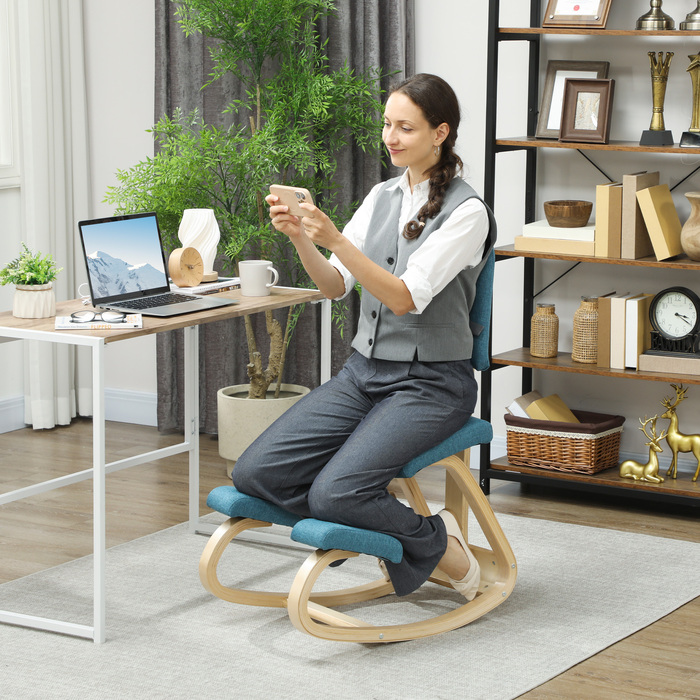 Ергономічний колінний стілець для дому, офісу та медитацій, темно-синій