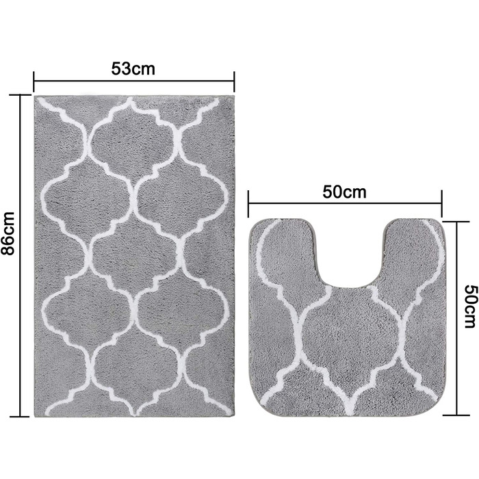 Нековзний килимок для ванної Homcomodar, Килимки для ванної з мікрофібри, абсорбуючі Килимки для ванної кімнати ( (50x50 см 53x86 см, сірий)