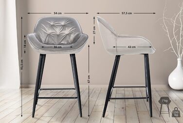 Барні крісла Gibson (2 шт) - м'які, з підніжкою, рожевого кольору, оксамиту, сірого кольору