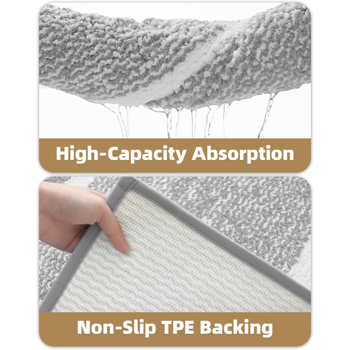 Килимок для ванної кімнати COLOR&GEOMETRY 60 x 110 см, сірий, нековзний, швидковисихаючий