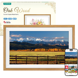 Frameo Цифровий фоторамка 15.6 дюймів: Електронний, з Wi-Fi, 32GB, IPS Touchscreen, відправка фото через додаток, подарунок, дубова рамка Frameo Цифровий фоторамка 15.6 дюймів: Електронний, з Wi-Fi, 32GB, IPS Touchscreen, відправка фото через додаток, подарунок, дубова рамка