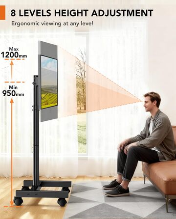 Підставка для телевізора Hemudu на колесах 23-60 дюймів, VESA 400x400, до 35 кг, регульована висота