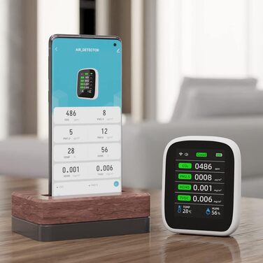 Портативний тестер якості повітря Irfora Tuya WiFi 8 в 1: PM1.0, PM2.5, PM10, CO2, TVOC, HCHO, температура, вологість, LCD-дисплей