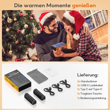 Електричний грілка для рук MyCARBON 10000 mAh USB-C, 9 годин роботи, 3 режими, багаторазовий, для жінок та чоловіків, подарунок для кемпінгу, туризму, гольфу