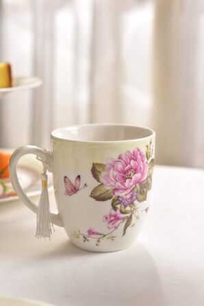 Комплект чашок для кави London Boutique K414, 330 мл, рожевий, 4 шт. (Porzellan, Shabby Chic, Vintage)