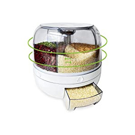 Круглий диспенсер для сухих кормів WOWZILLA Snurra, домашній кухонний органайзер, 6-градусна сітка на 360 , що обертається прозорий контейнер для зерна