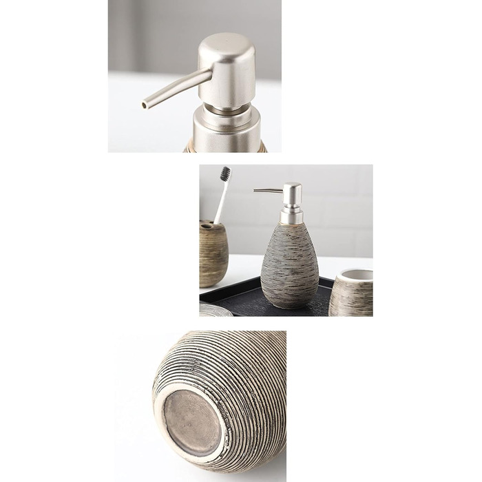 Набір аксесуарів для ванної кімнати Beige, 6 предметів, кераміка, декор, мильниця, дозатор для мила, подарунок