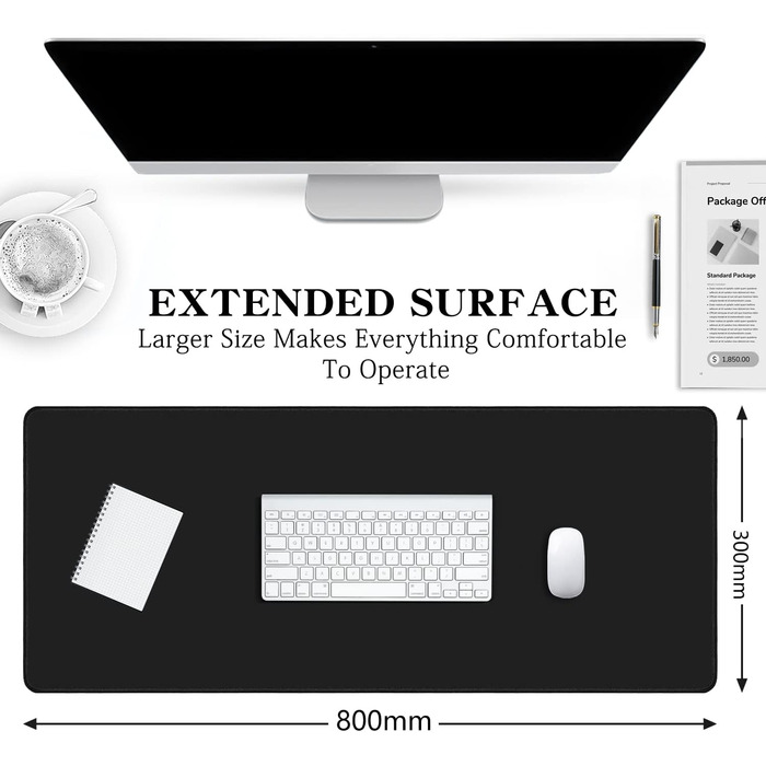 Килимок для миші ігровий RGB 900x400 мм XXL, вологостійкий, з підсвічуванням, чорний