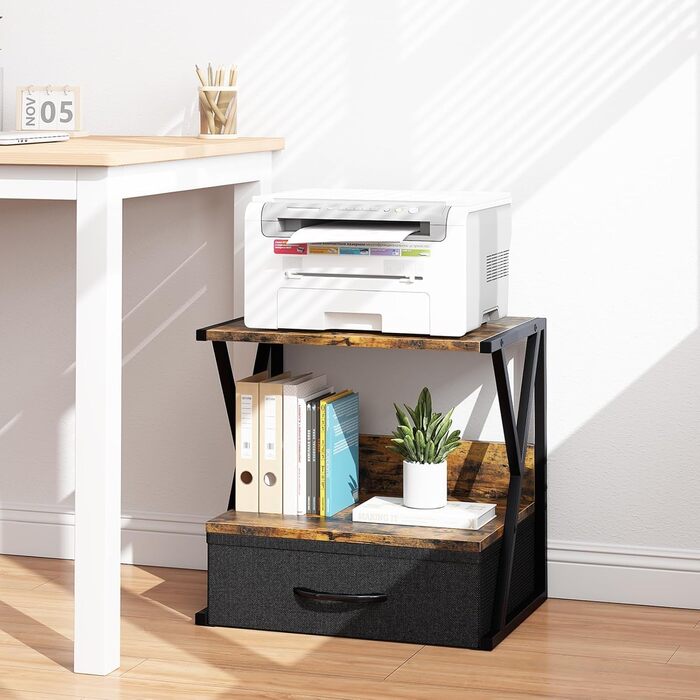 Стійка для принтера з ящиком, коричнева - органайзер для офісу, дому, школи