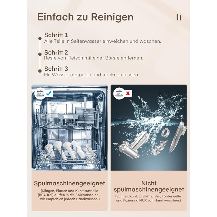Електрична м'ясоподрібнювач Fleischwolf 3 в 1 з набором для ковбаси та 3-ма лезами з нержавіючої сталі