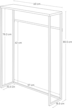 Консольний столик YAMAZAKI Tower, мінімалістичний дизайн, сталь, дерево, 60x18.5x80.5 см (білий)