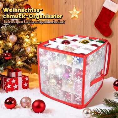 Коробка для зберігання новорічних кулі (64 відділення, 4 яруси, з регульованими перегородками, червона)