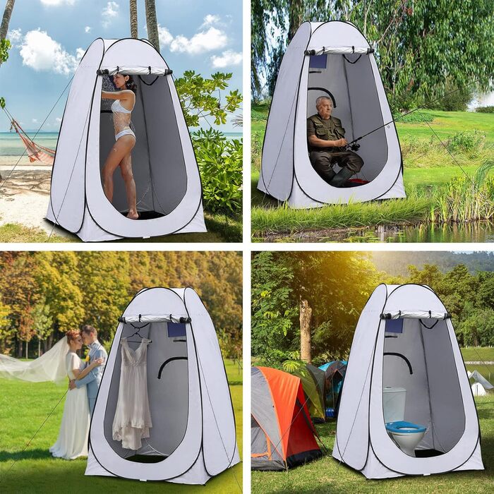 Намет-роздягальня Pop-Up для туалету, сірий, 150x150x190 см. Розкладний намет для туалету, душу, пляжу, риболовлі, кемпінгу. Водонепроникний, з UV-захистом, з сумкою для перенесення