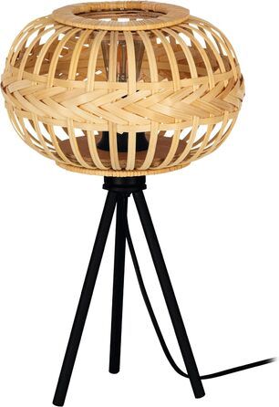 Торшер EGLO Amsfield 1: Стильна металева лампа з бамбуком для вітальні та спальні, E27