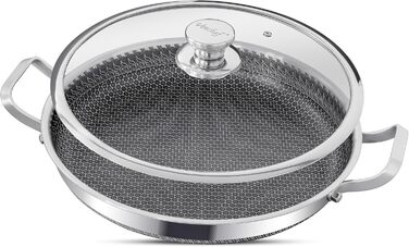 INTIGNIS® Сковорода з кришкою – 30 см (12 дюймів) – 6 л – з антипригарним покриттям | Стійка до подряпин | Глибока | Без хімікатів | Сковорода з нержавіючої сталі