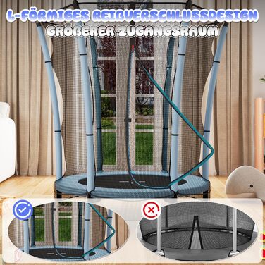 Батут дитячий JUMMICO з захисною сіткою Ø145 см, до 50 кг, блакитний - для дому та вулиці, від 3 років