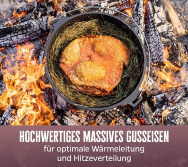 Набір голландської печі Grillfürst Dutch Oven BBQ DO 9 (9 л) з кришкою 35 см, підставкою, очищувачем та пастою для догляду + 2 шт. голландська піч Grillfürst DO 12 XXL
