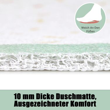 Кутовий нековзний килимок для душу 60x60 см, м'який комфортний килимок для ванної зі зливними отворами, масажний нековзний килимок з ПВХ-люфи для ванни, душу і вологих приміщень, швидковисихаючий нековзний килимок для душу (маття, 60 х 60 см)