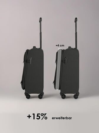 Набір валіз Smartbox 3 шт. для жінок та чоловіків | Легкі та міцні валізи-ролики, якісний softcase, 4 колеса та кодовий замок | Розширювані (Edition 04) (Чорний, валіза S (56 см))