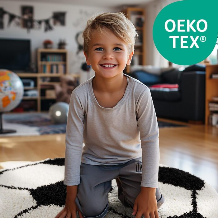 Дитячий килим SIMPEX Shaggy Круглий футбольний дизайнерський килимок Дитячий килимок для хлопчиків і білий ігровий килимок для хлопчиків і дівчинки Extra Soft (120 см круглий, бірюзовий)