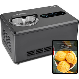 Машина для приготування морозива та йогурту KLAMER 2-в-1, 2 л, 220 В, з нержавіючої сталі, з функцією охолодження та нагрівання, самостійно охолоджується, регулювання консистенції, чорний