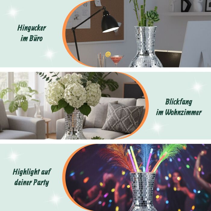 Ваза Relaxdays з мозаїчного скла, срібляста, 28 см