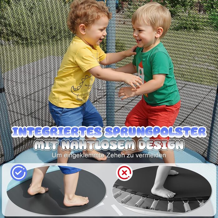 Батут дитячий JUMMICO з захисною сіткою Ø145 см, до 50 кг, блакитний - для дому та вулиці, від 3 років