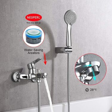 Набір змішувача для ванни Ibergrif Star з душовою лійкою, тримачем для душу та шлангом, хром