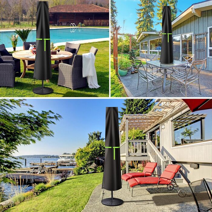 Чохол для парасольки GEMITTO, захисна накидка для парасольки, водонепроникний, для парасольки від 2 до 4 м, 420D, захист від сонця та вітру