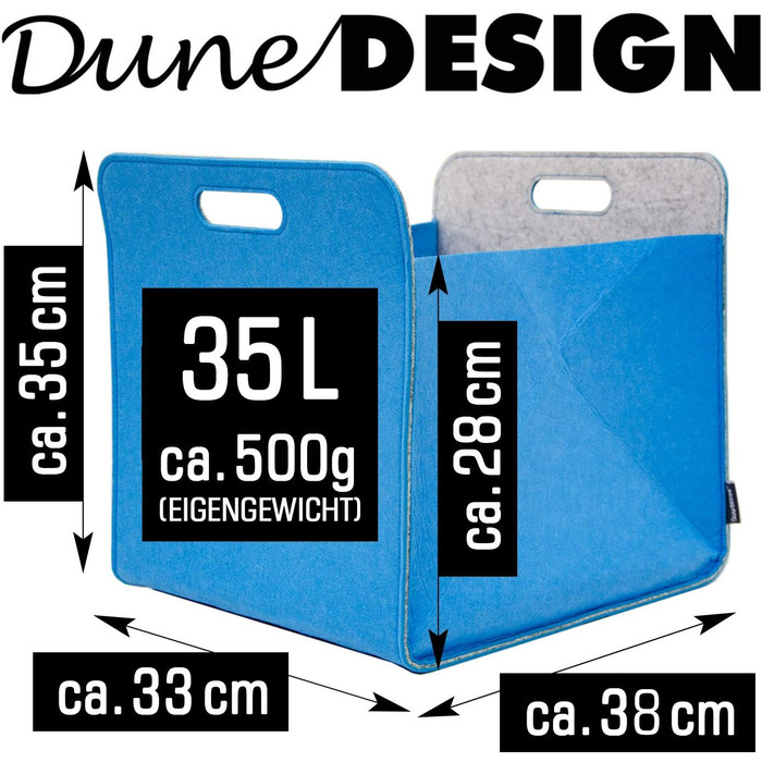Набір DuneDesign з 2 100 перероблений фетр Коробка для зберігання 33x38x33 - Сумісні коробки для полиці Kallax - Коробка для зберігання одягу Книжкова полиця Коробка-вкладиш Коробка для зберігання іграшок Кубічні коробки для зберігання ( синій)