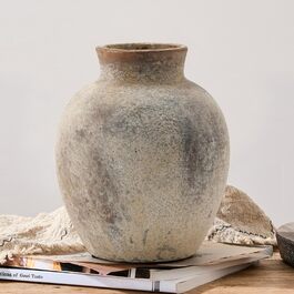 Керамічна ваза для квітів ручної роботи, 15.2 см, богемний стиль, декор для дому, теракота, сіро-коричневий колір