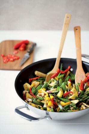 Вок Le Creuset з антипригарним покриттям, Ø 30 см, з кришкою, для всіх плит (індукція), нержавіюча сталь, сріблястий