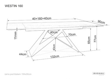 Стіл WESTIN CERAMIC 180(260)*90 коричневий ефект дерева/чорний мат