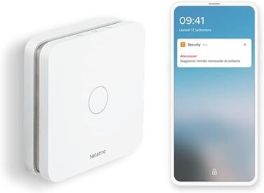 Netatmo детектор монооксиду вуглецю Wi-Fi, 10 років служби, 85 дБ, сертифікації EN 50291, NF, NCO-IT, білий