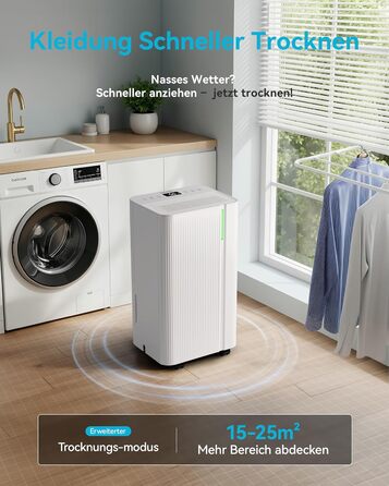 EUHOMY Електричний осушувач повітря для підвалу з відведенням води, тихий та економічний, з автоматичним відтаванням, таймером, для квартири до 50 м² (12 л)