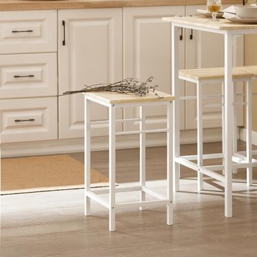 Набір обіднього столу SoBuy 3-в-1: стіл та 2 стільці для кухні, балкону, саду. Компактний, сучасний набір 100x60 см, білий/натуральний колір. OGT10-HG