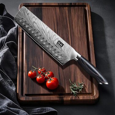 Японський ніж SHAN ZU Nakiri 18 см з пудлової сталі для кухні. Професійний ніж шеф-кухаря з ергономічною ручкою з паккавуду