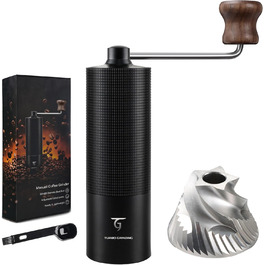 Ручна кавомолка SUNYA MCG-02 з кегульним жорном, збірник рецептів, нержавіюча сталь, дерев'яний ручка