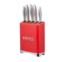 Набір ножів у червоній підставці Kitchen Craft, 5 шт.