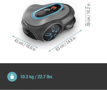 Робот-газонокосачка Gardena Smart Sileno max 1500 м², для газонів до 1500 м², LONA Intelligence, Trim-to-Edge, DuoConnect, тиха робота, керування через додаток