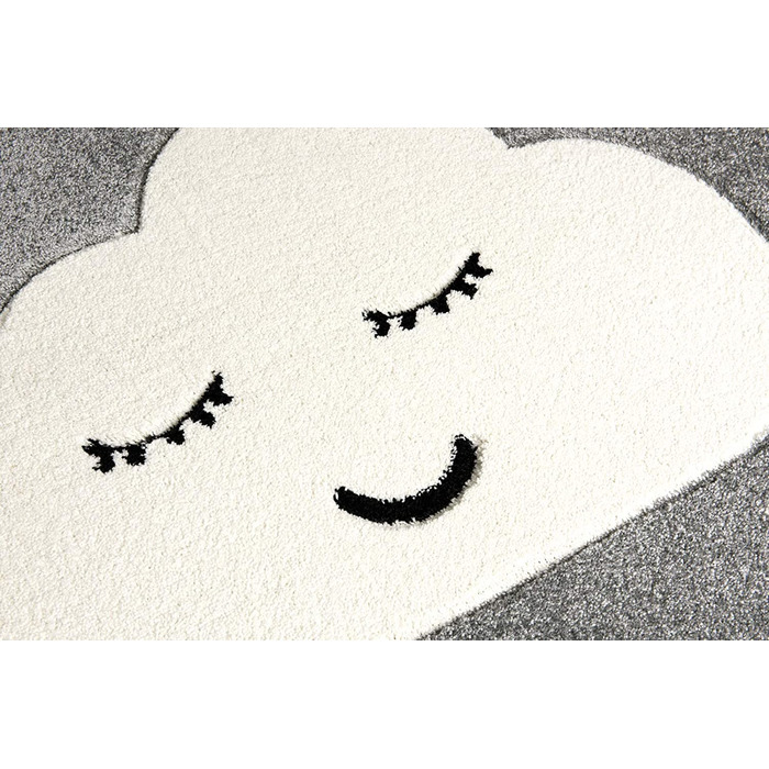 Лівонський дитячий килим для дитячої кімнати, дитячий килим з хмарами, зірками, сріблясто-сірий, білий (160 см в діаметрі)