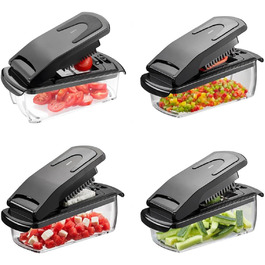 GEFU Трепо - багатофункціональний кухонний нарізчик для овочів, фруктів, сиру та салату (чорний/прозорий)